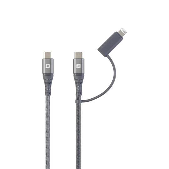Skross USB-C Í USB-C+Lightning hleðslusnúra - 2 metrar