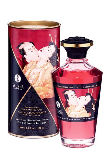 Shunga Aphrodisiac Sparkling Strawberry Wine líkamsolía - 100 ml
