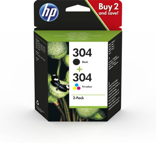HP 304 blekhylkjasett - Svart og litahylki