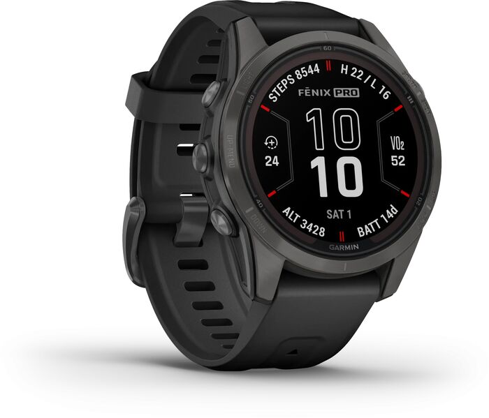Garmin Fēnix 7S Pro Sapphire Solar snjallúr 42mm - DLC Titanium / Svart
