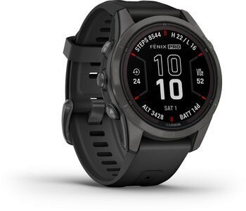 Garmin Fēnix 7S Pro Sapphire Solar snjallúr 42mm - DLC Titanium / Svart 