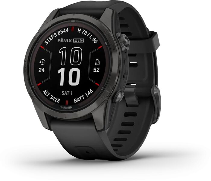 Garmin Fēnix 7S Pro Sapphire Solar snjallúr 42mm - DLC Titanium / Svart