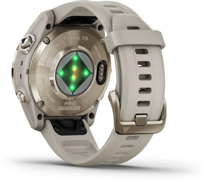 Garmin Fēnix 7S Pro Sapphire Solar snjallúr 42mm - Gyllt / Drapplitað