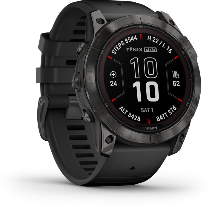 Garmin Fēnix 7X Pro Sapphire Solar snjallúr 51mm - DLC Titanium / Svart