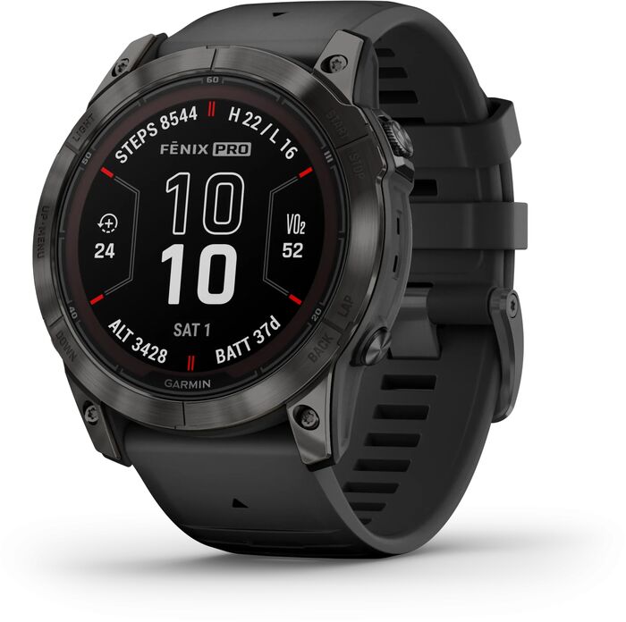 Garmin Fēnix 7X Pro Sapphire Solar snjallúr 51mm - DLC Titanium / Svart