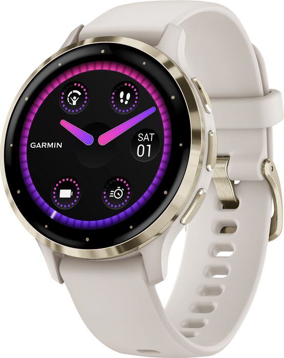 Garmin Venu 3S snjallúr - Ivory / Gyllt