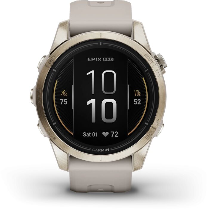 Garmin epix Pro (Gen 2) Sapphire snjallúr 42mm - Gyllt / Drapplitað 