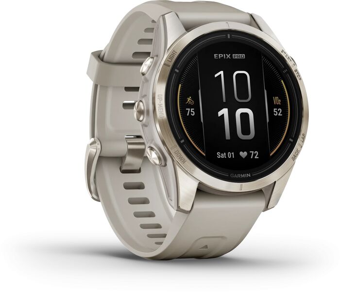 Garmin epix Pro (Gen 2) Sapphire snjallúr 42mm - Gyllt / Drapplitað 