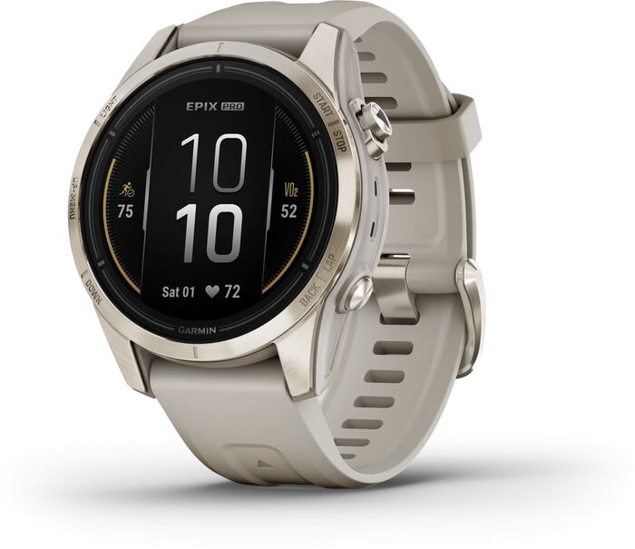 Garmin epix Pro (Gen 2) Sapphire snjallúr 42mm - Gyllt / Drapplitað 
