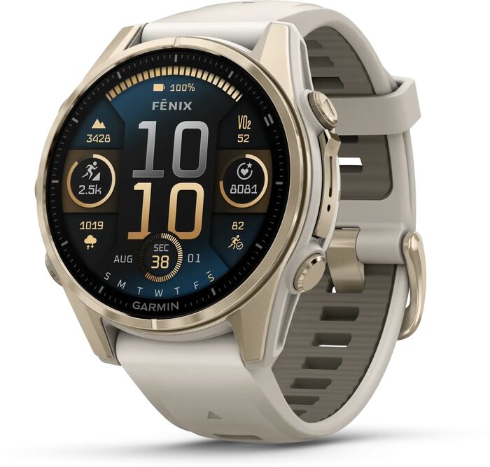 Garmin Fenix 8 43mm AMOLED Sapphire - Gyllt / Grátt