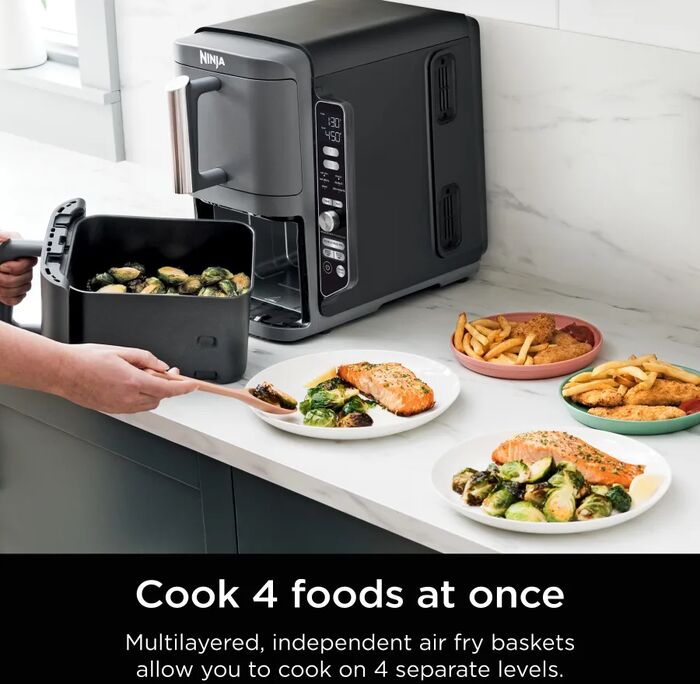 Ninja tvöfaldur loftsteikingarpottur - 9,5L Air Fryer Grár