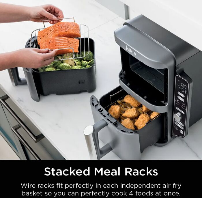 Ninja tvöfaldur loftsteikingarpottur - 9,5L Air Fryer Grár