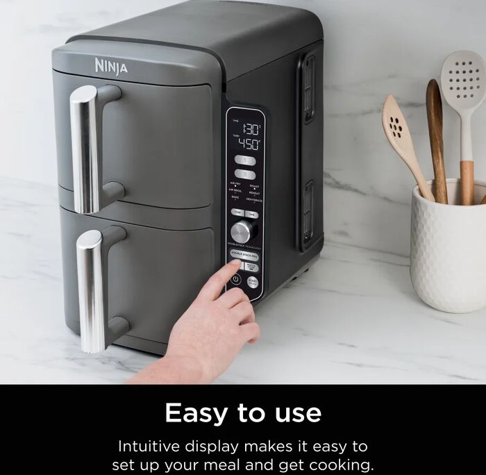 Ninja tvöfaldur loftsteikingarpottur - 9,5L Air Fryer Grár