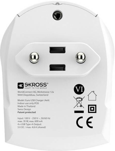 Skross ferðahleðslutæki - 4x USB tengi