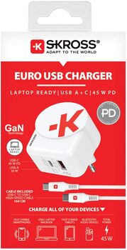 Skross 45W GaN 2x USB PD hleðslutæki með USB-C snúru