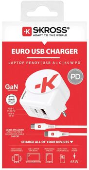 Skross 65W GaN 2x USB PD hleðslutæki með USB-C snúru