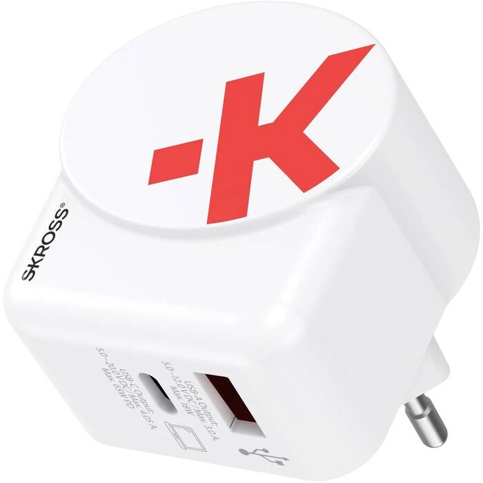 Skross 65W GaN 2x USB PD hleðslutæki með USB-C snúru