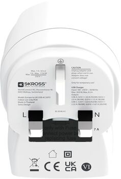 Skross EU í UK breytikló með USB-A og USB-C