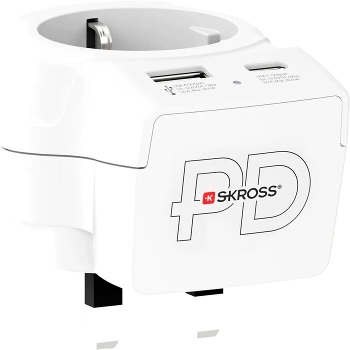 Skross EU í UK breytikló með USB-A og USB-C