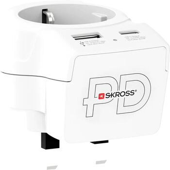 Skross EU í UK breytikló með USB-A og USB-C