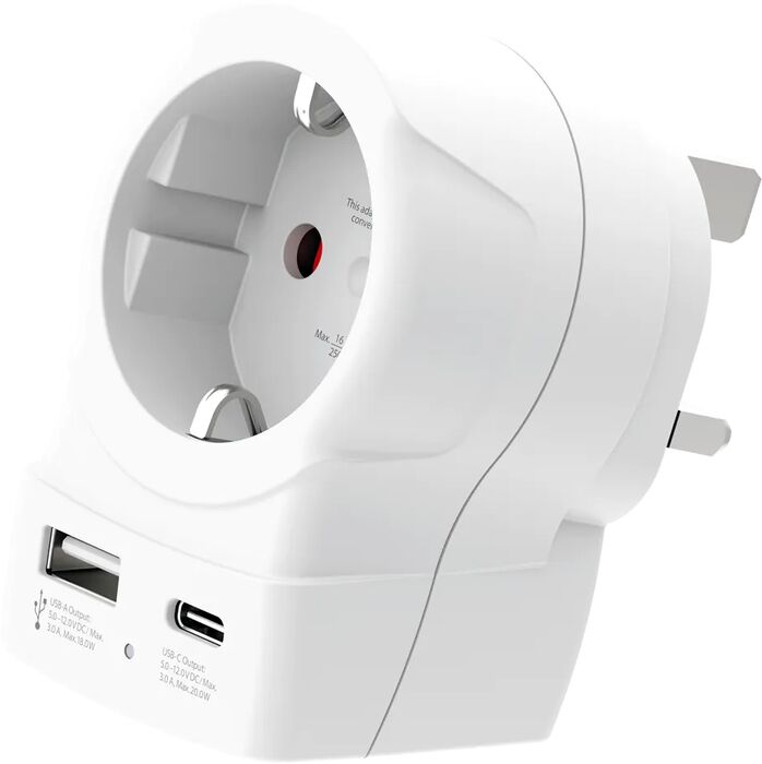 Skross EU í UK breytikló með USB-A og USB-C