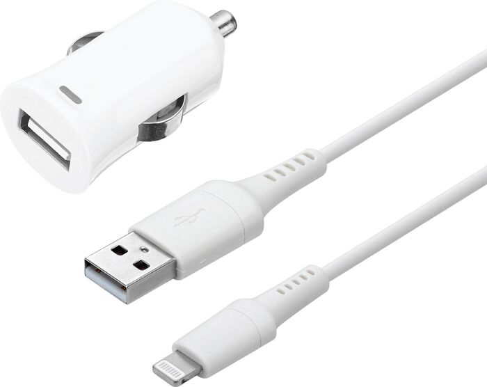 Sandstrøm USB-A í lightning bílhleðslutæki