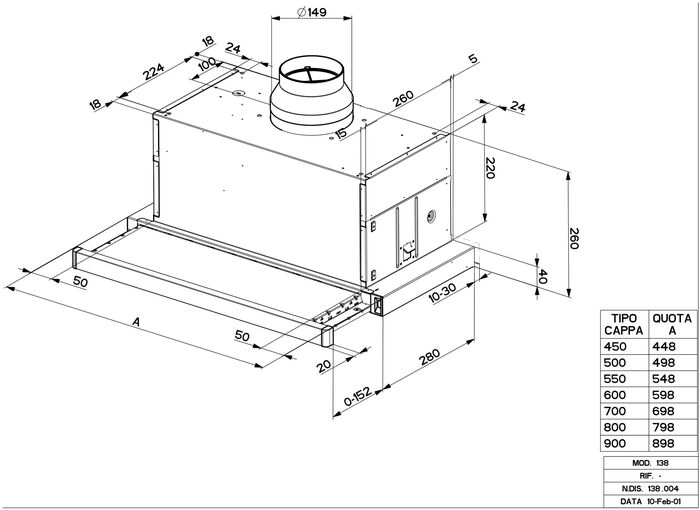 Epoq 3150700872 útdraganlegur gufugleypir