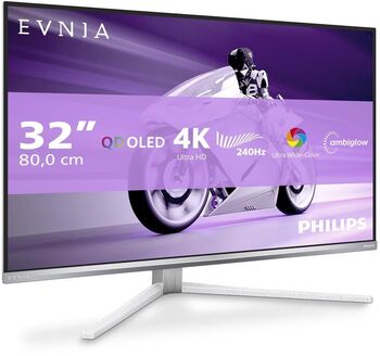 Philips 32" Evnia 8000 QD-OLED UHD tölvuskjár - Hvítur