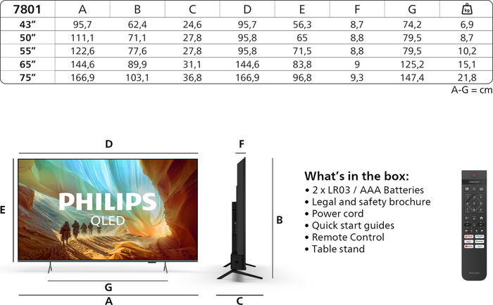 Philips 43" PQS7801 QLED snjallsjónvarp (2026)