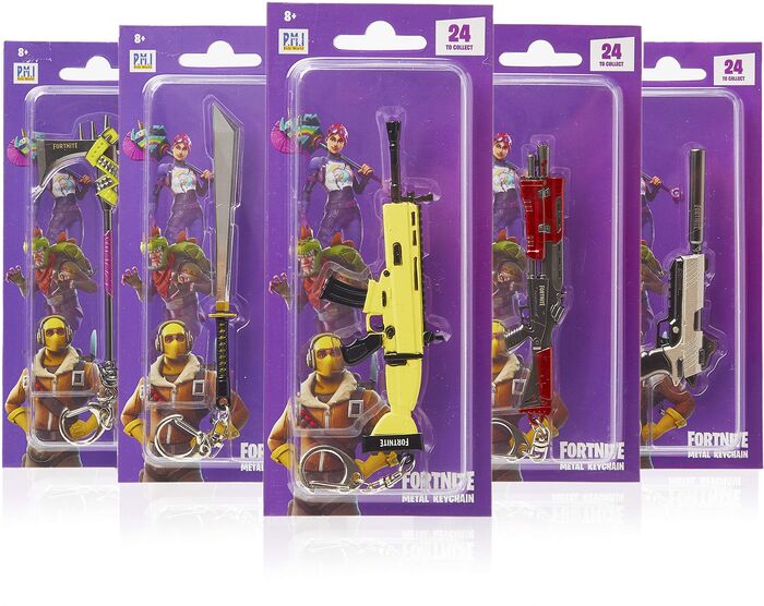 Fortnite 12 cm 3D stál lyklakippa - 24 tegundir