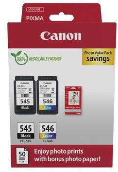 Canon PG545 + CL546 + ljósmyndapappír (50 stk)