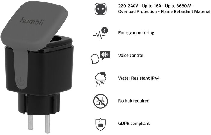 Hombli útisnjallinnstunga - Svört