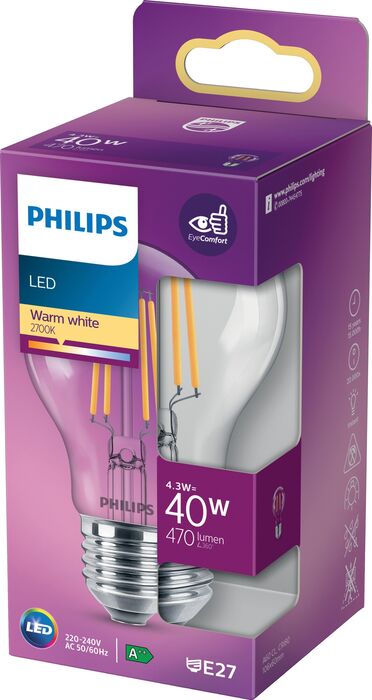 Philips LED E27 470 lm ljósapera