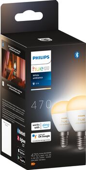 Philips Hue E14 P45 White Ambiance snjallpera - 2 stk