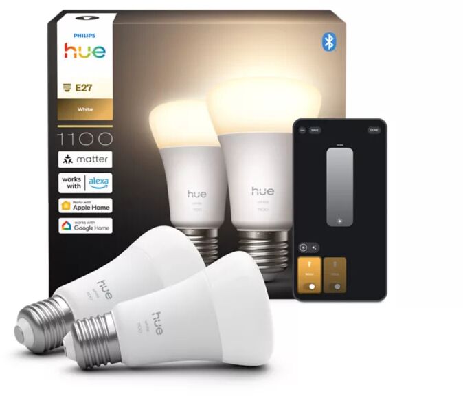 Philips Hue E27 White snjallpera - 2 stk