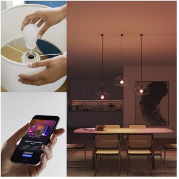 Philips Hue Essential White og Color Ambiance E27 sett (3 perur)