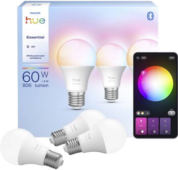 Philips Hue Essential White og Color Ambiance E27 sett (3 perur)