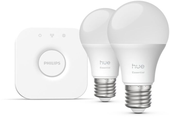 Philips Hue Essential White og Color Ambiance E27 sett (2 perur + Hue tengistöð)