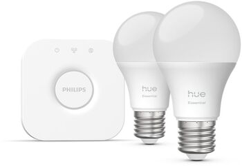Philips Hue Essential White og Color Ambiance E27 sett (2 perur + Hue tengistöð)