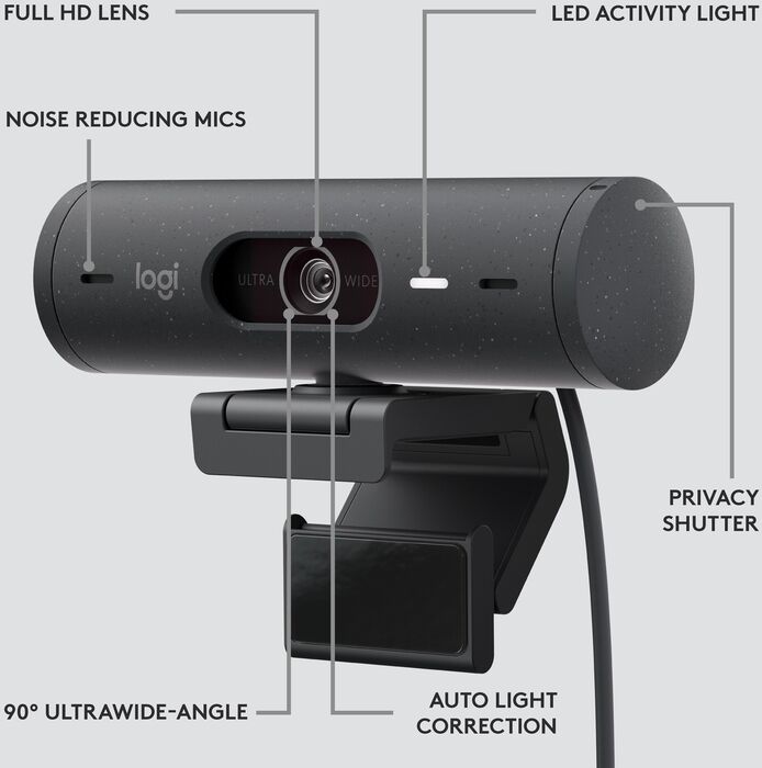 Logitech Brio 500 vefmyndavél - Svört 