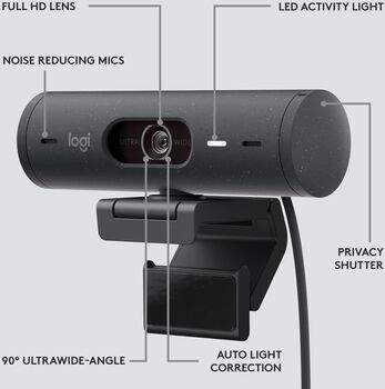 Logitech Brio 500 vefmyndavél - Svört 
