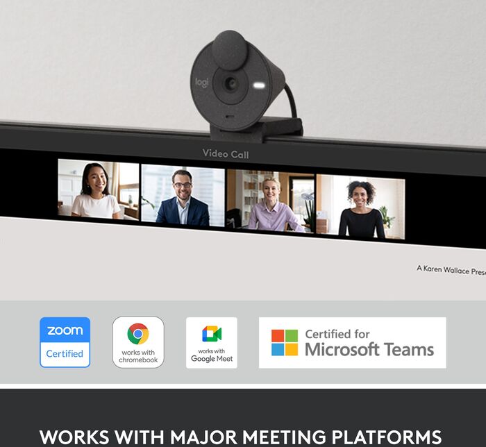 Logitech Brio 300 vefmyndavél - Svört 