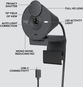 Logitech Brio 300 vefmyndavél - Svört 