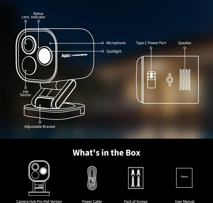 Aqara G5 Pro öryggismyndavél með brú Wi-Fi - Hvít