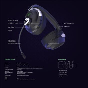 AceZone A-Spire þráðlaus leikjaheyrnartól 