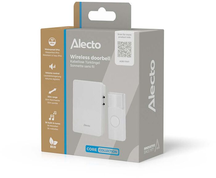 Alecto þráðlaus dyrabjalla - Hvít