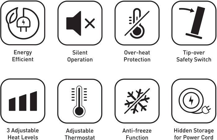 Apt Therma olífylltur rafmagnsofn 1500 W - Svartur