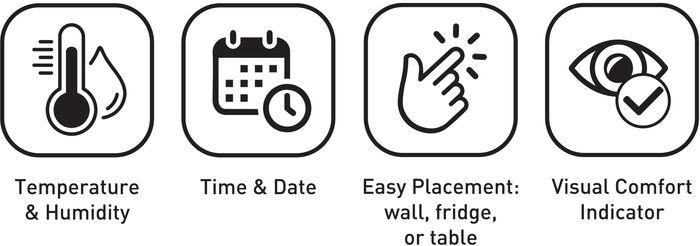 Apt hita- og rakamælir - Hvítur
