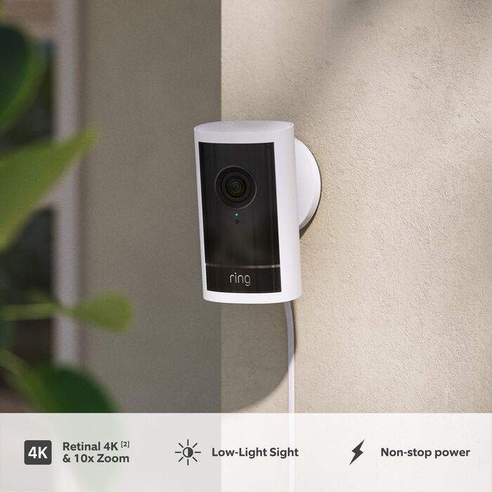 Ring Outdoor Cam 4K Pro Plug-In öryggismyndavél - Hvít