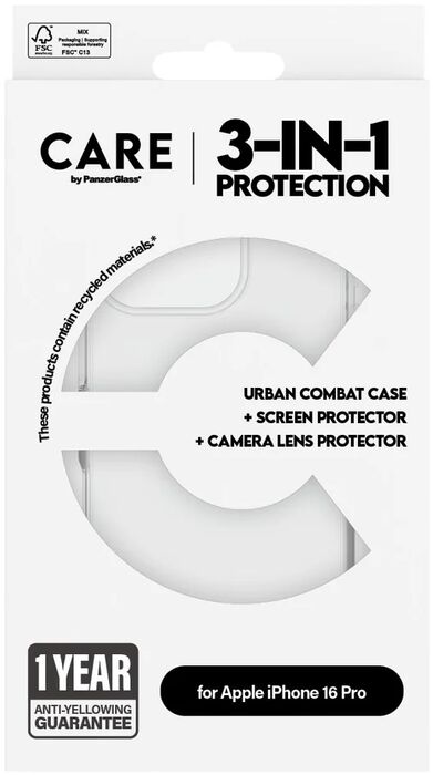 CARE iPhone 16 Pro 3-í-1 pakki - Glær